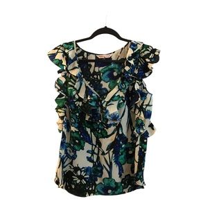 Rebecca Taylor Blue and Green Floral Top